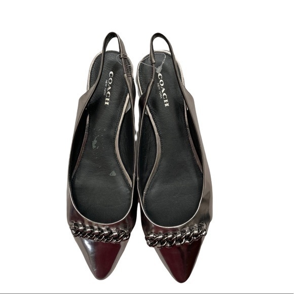 Coach silver metallic sling back shoes - Picture 1 of 8